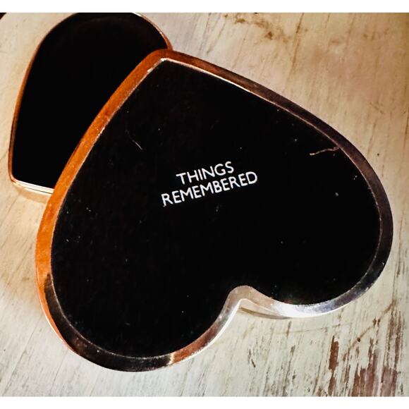 Heart Shaped Enamled Velvet lined Jewelry Box, New Old Stock Things Remembered - Picture 5 of 10